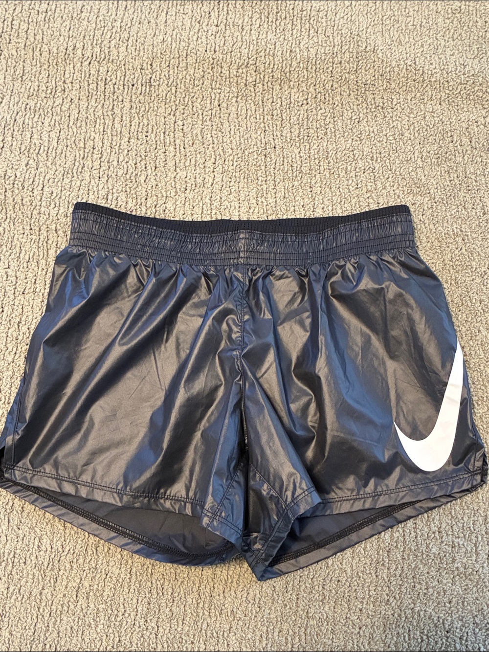 BRAND NEW: Nike Black Running Shorts with White Swoosh